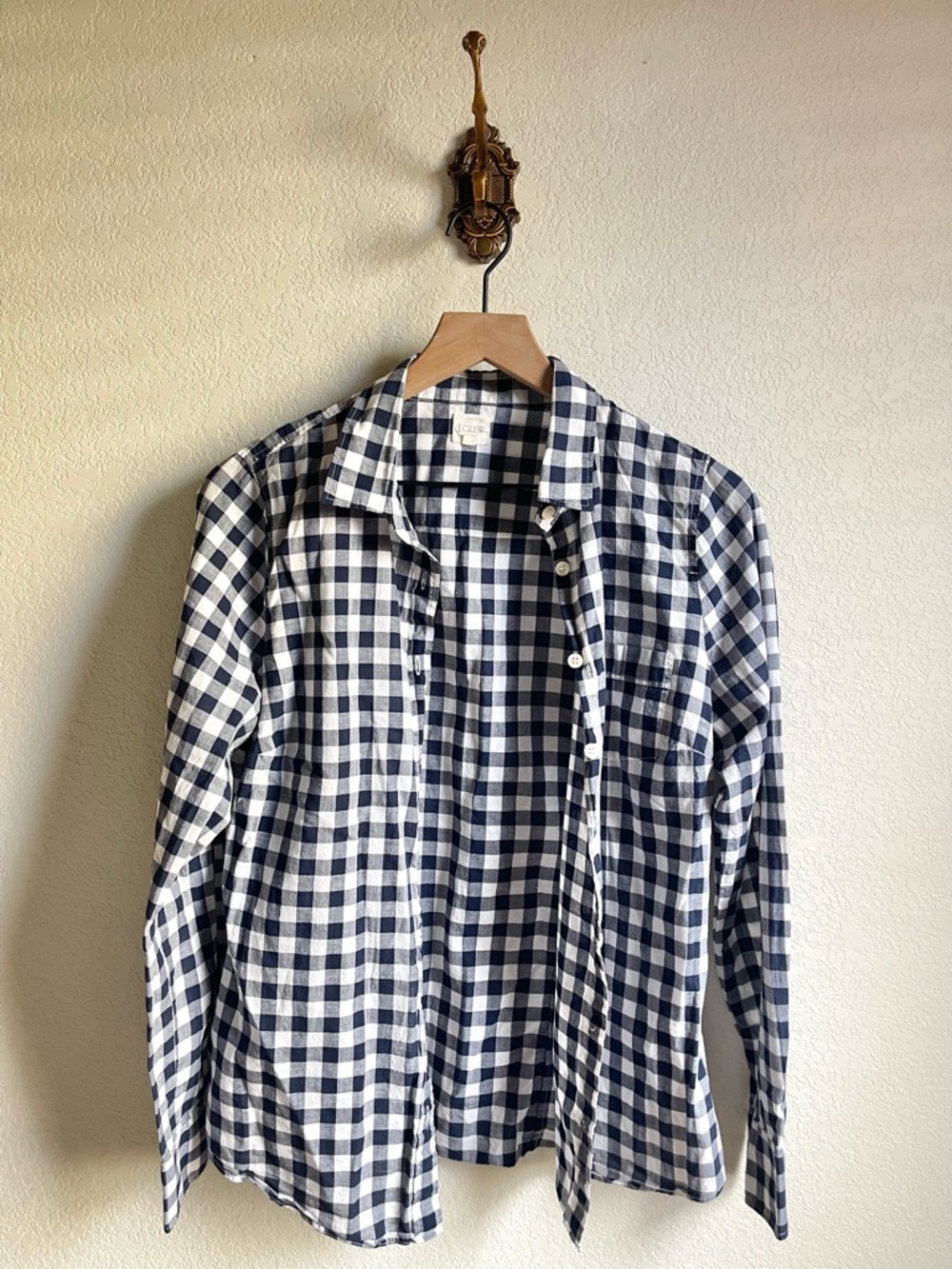 J. Crew Navy & White Gingham Button-Down